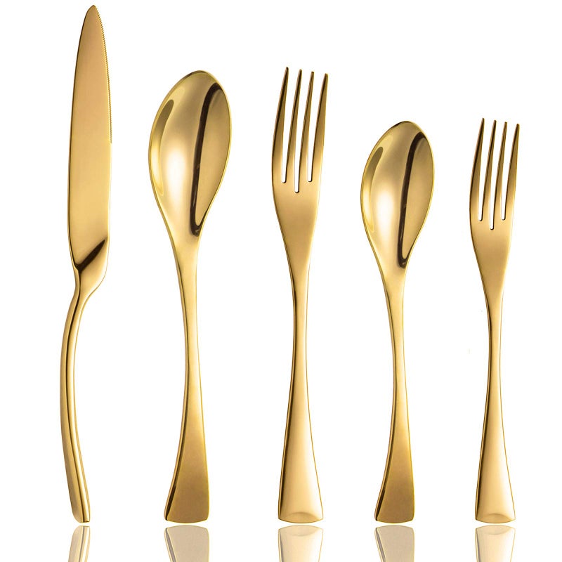 Culterman 20 Piece Gold Flatware Silverware Cutlery Sets,unique modern look,Home & Kitchen Stainless Steel Dinnerware/Tableware/Utensils set For 4,Include Knives/Forks/Spoons Dishwasher Safe - Image 1